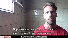 Latino renovator offers more than repairs with a sneaky bareback suck. What extra service will he provide next?