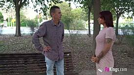 Valeria deepthroats old man's big cock