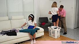 Free use pussy afternoon with stepdaughters having fun with cock