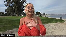 Rachele Richey flashes giant titties outdoors