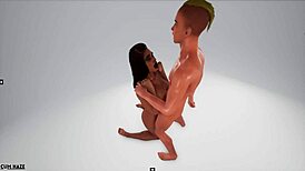 Cute Guy Mates With Ebony Amazonian In Wild 3D Porn