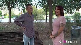 Valeria deepthroats old man's big cock