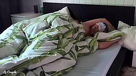 Amateur couple morning sex where husband is waking up his wife with fingers and dick loud moaning