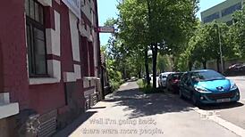 Watch Alexis Cherry's mouth fill with cum from POV blowjob outdoors