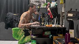 Naughty employee craves pussy massage and sex during service