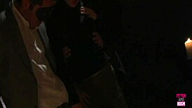 An Innocent Blonde Honey Gets Double Penetrated By Masked Hunks In Lingerie.