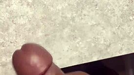 Intense Huge Cumshot On Bathroom Counter