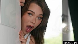 Sexy transgender with massive Italian cock gets wild. Stunning beauty enjoys hardcore pounding in European style.