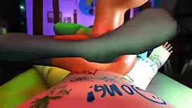 horny brunette deepthroats and rides big cock in 3d cartoon