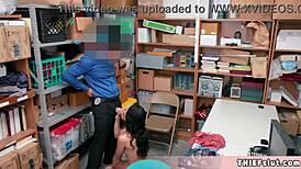 cute shoplifter chick caught, stripped, and punished with rough fuck