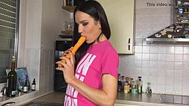 russian pornstar nataly gold rubs her hole with carrot
