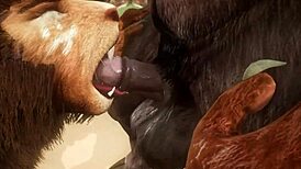 Minotaur Fucks Lion and Cums in Mouth