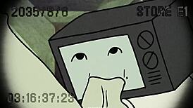 tv woman sucks cameraman's cock while he sucks her pussy in this hentai scene