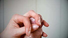 Lubed Handjob On Big Cock Leading To Cumshot