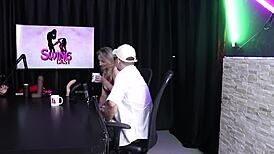 Blonde Slut Demonstrates Blowjob And Striptease, Showing Tits And Pussy, Leaving Husband Naked - Aline Fischborn And Flávio Paiva