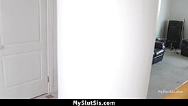 I caught my cute stepsis stealing condoms for her boyfriend, leading to taboo doggystyle and blowjob fun