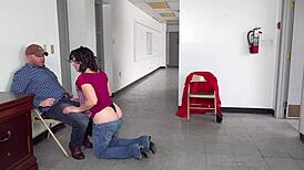 Milf Gags on Jizz in Doctors Waiting Room Chaos