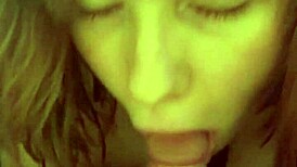 She's sucking her boyfriend's big dick in front of friends