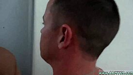 Naked army gay endures hazing with showering and intense fucking