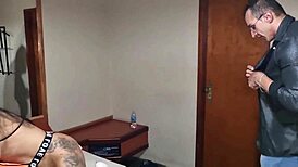 Brunette Bodybuilder Swinging With Lover In Motel