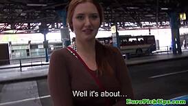 Public Euro Teen in Stockings Gets Jizzed on by Stranger