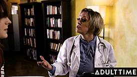 Adult Time - Jean Hollywood’s Exam Becomes Wild Trans-Lesbian Threesome