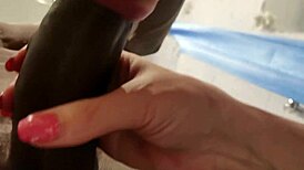 Stepmom Sucks Dick in Shower with Close-Up Action