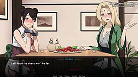 naruto kunoichi tsunade and tenten tease in public restaurant hentai