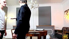 sexy mature teacher and young guy hook up in class