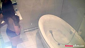 Secretly watching my stepdaughter Scarlett taking a bath and pleasuring herself with a sex toy