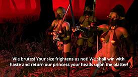 i'm bangin the fallen princess's big boobs in doggystyle threesome