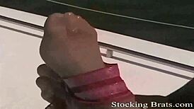 Women in stockings tease viewers