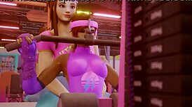 Intriguing lesbian training session in 3D anime style