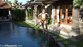 afternoon by the pool, loving his anal toy for outdoor pegging