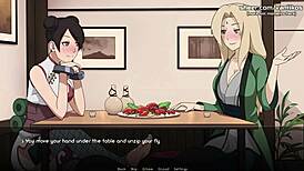 naruto kunoichi tsunade and tenten tease in public restaurant hentai