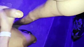 Passionate Threesome Encounter in the Club's Smoking Area