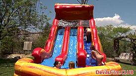 Wanna Watch Gangbang Lesbos Toying Pussy and Ass Outdoors with Dildos?