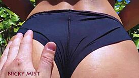 Cumming in my stepsister's panties in the garden 😏🌿