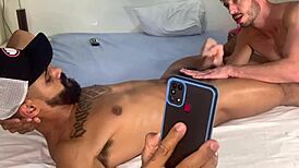 Intense cock sucking between gay couple