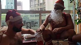 Secret peruvian christmas party turns into bareback gangbang with big cocks for all guests.