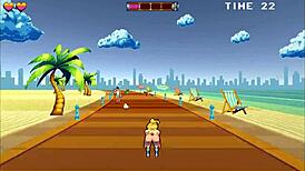 Roller babe gets rough creampie at beach