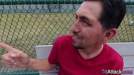 Buxom babe enjoys titty fuck and fingering before getting a facial cumshot 😍