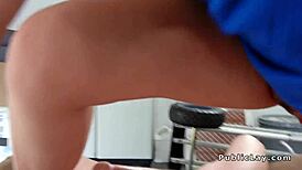 yo, bubble butt blonde gets wild banging in a public garage, pov style!