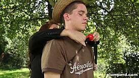 submissive gardener gets handled by two sadistic bitches outdoors