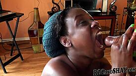 Ebony wife licks pussy expertly