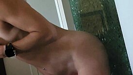 Couple enjoys masturbation with dildo on holiday