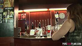 After work, a huge facial at the bar surprises everyone. Glasses and big ass in full view.