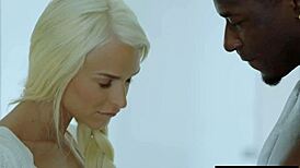 Blonde teen rides dominant black stud in first interracial encounter