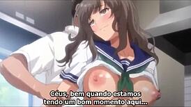 In Hentai Midareuchi scene 1, a group engages in bareback hardcore sex with muff diving and big tits