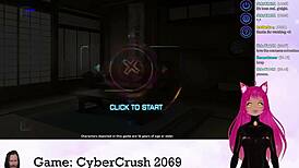 Vtuber Lewdneko Plays Cybercrush 2069 With Big Tits